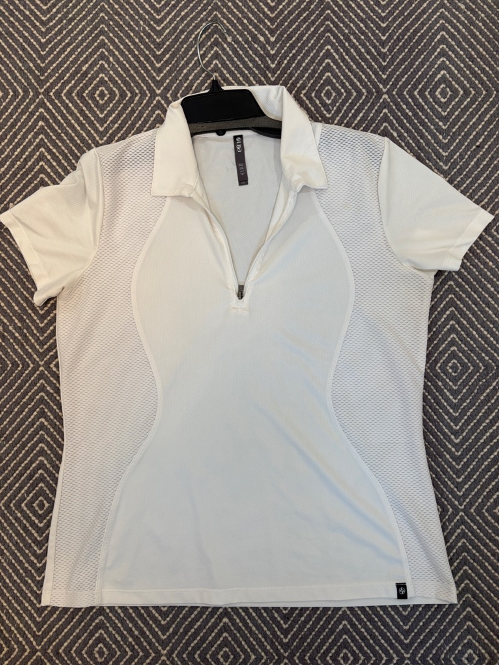 Women's Lija White Short-Sleeve Zip Polo Top Sz L